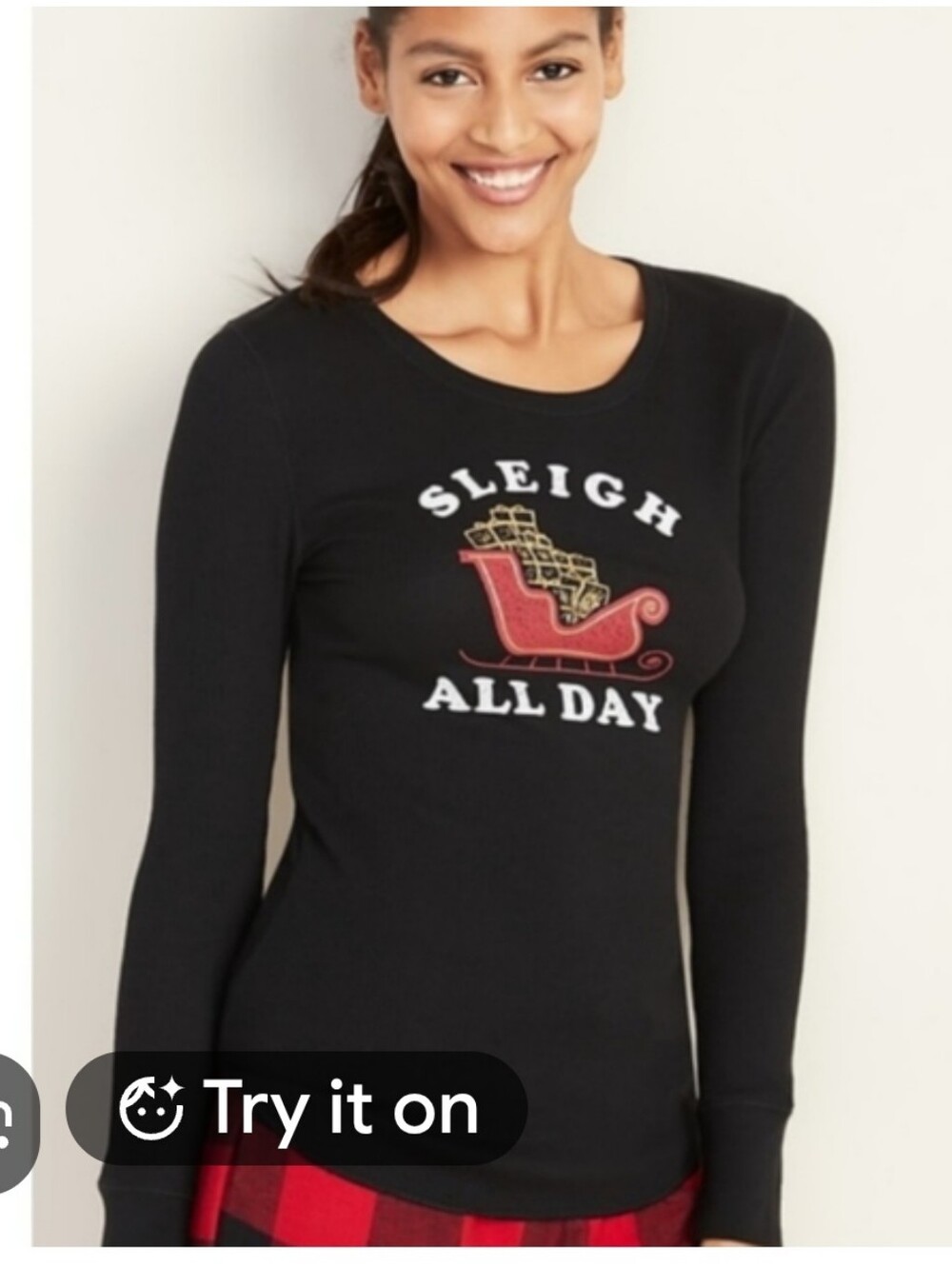 Old Navy "Sleigh All Day" Holiday Winter Long Sleeve  Lounge Top  Medium